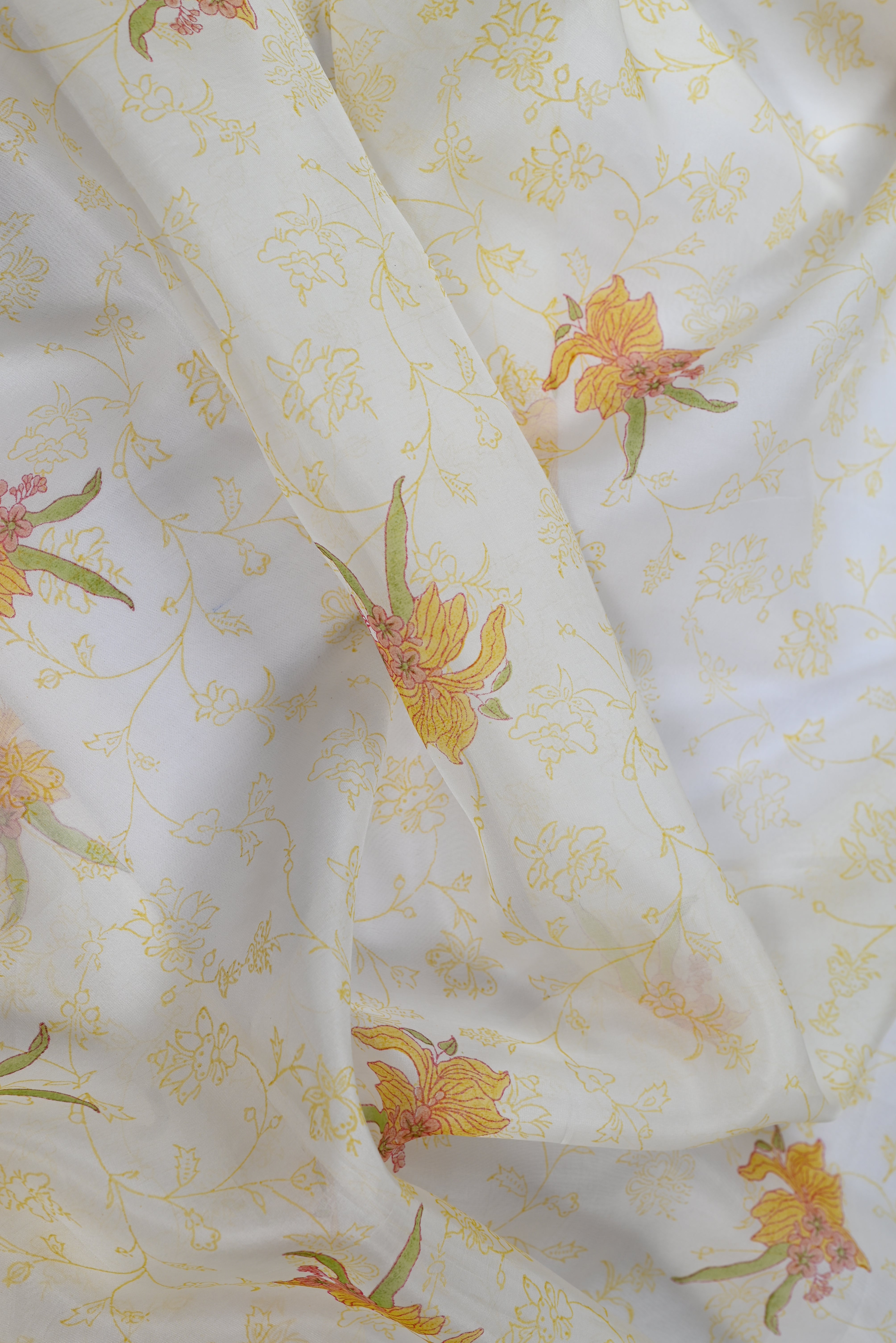 Parvai Block Printed Organza Silk Sari : Vasanthi