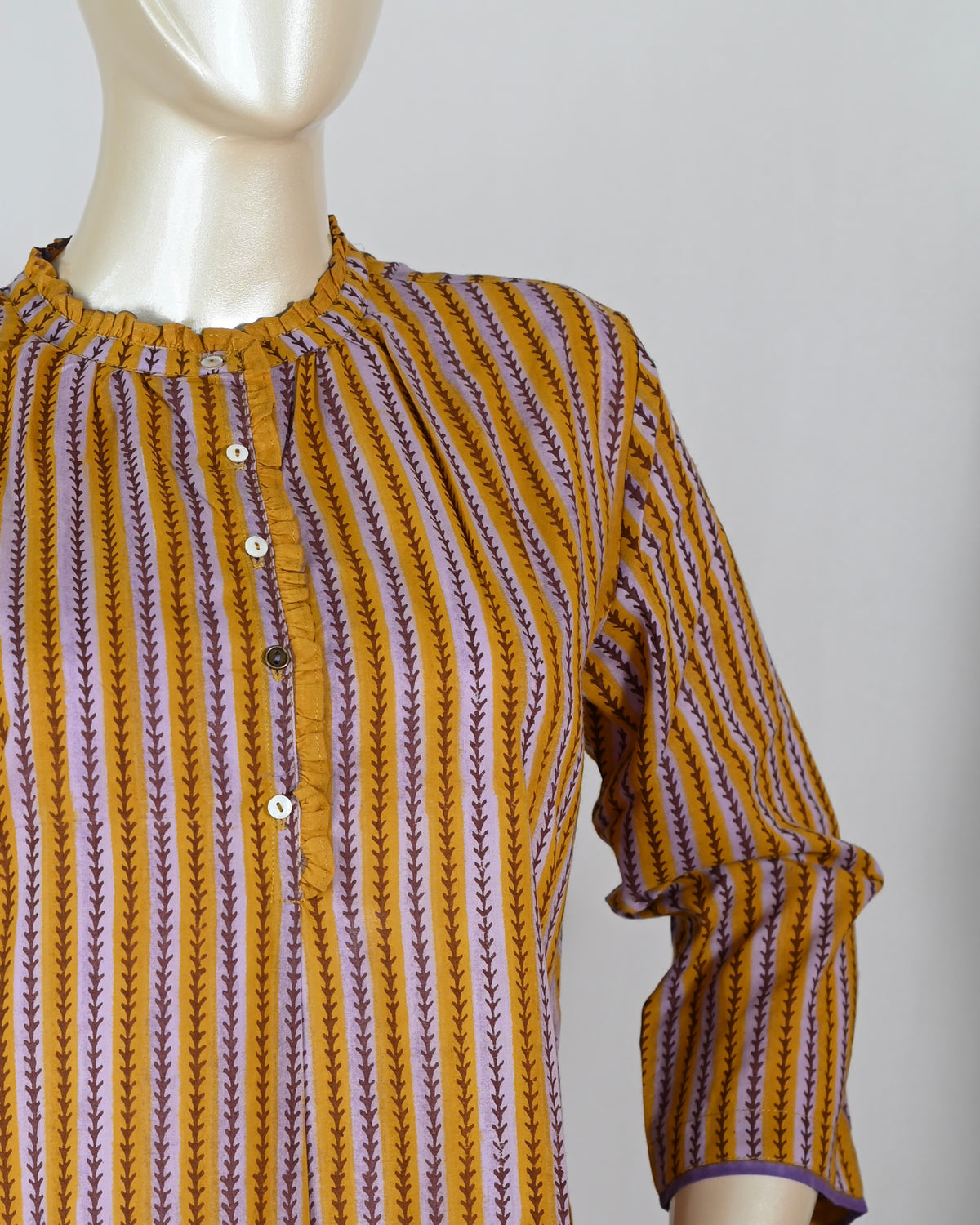 Parvai Block Printed Ruffle Dress : Bee & Bloom