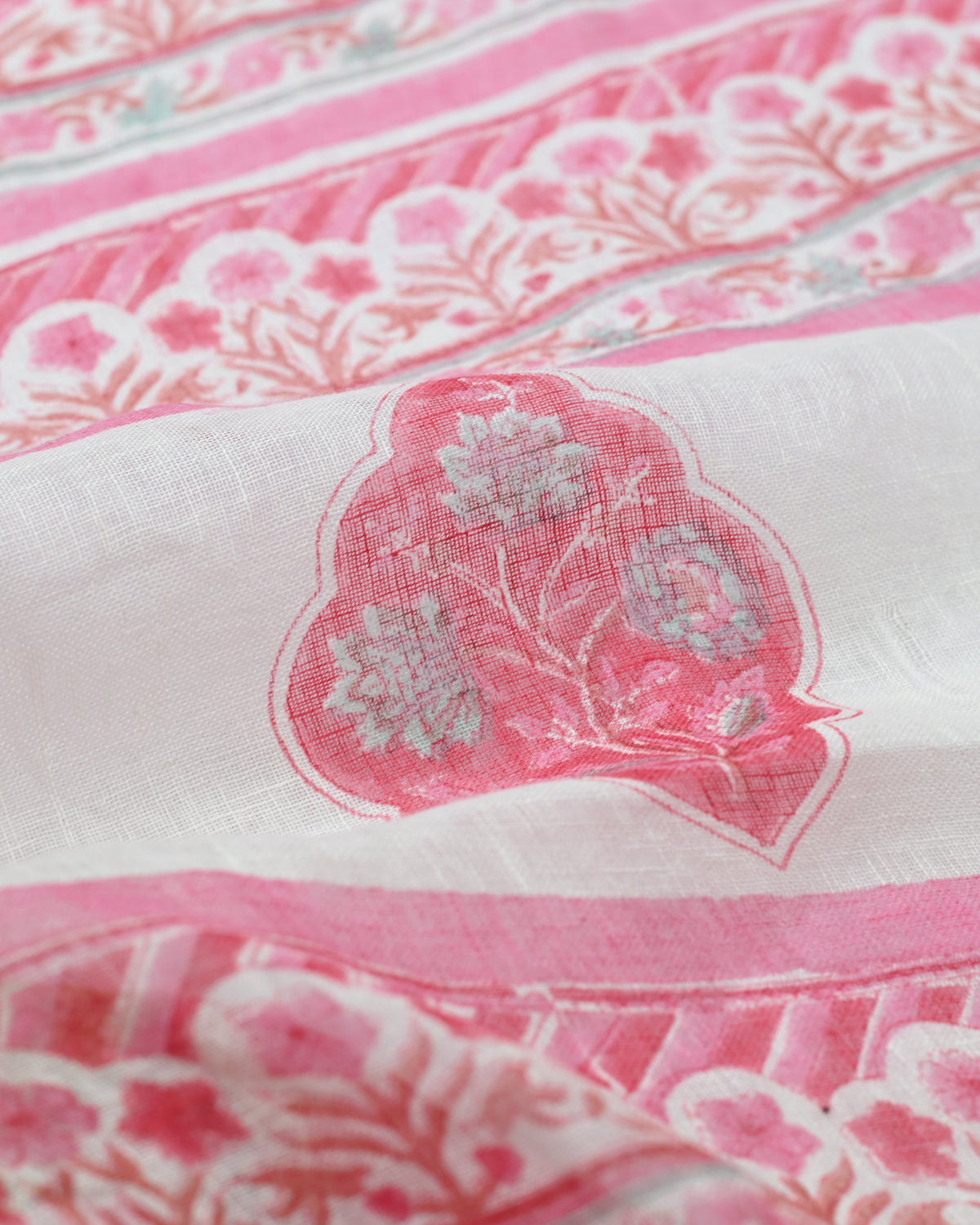 Parvai Block Printed Linen Sari - Raag