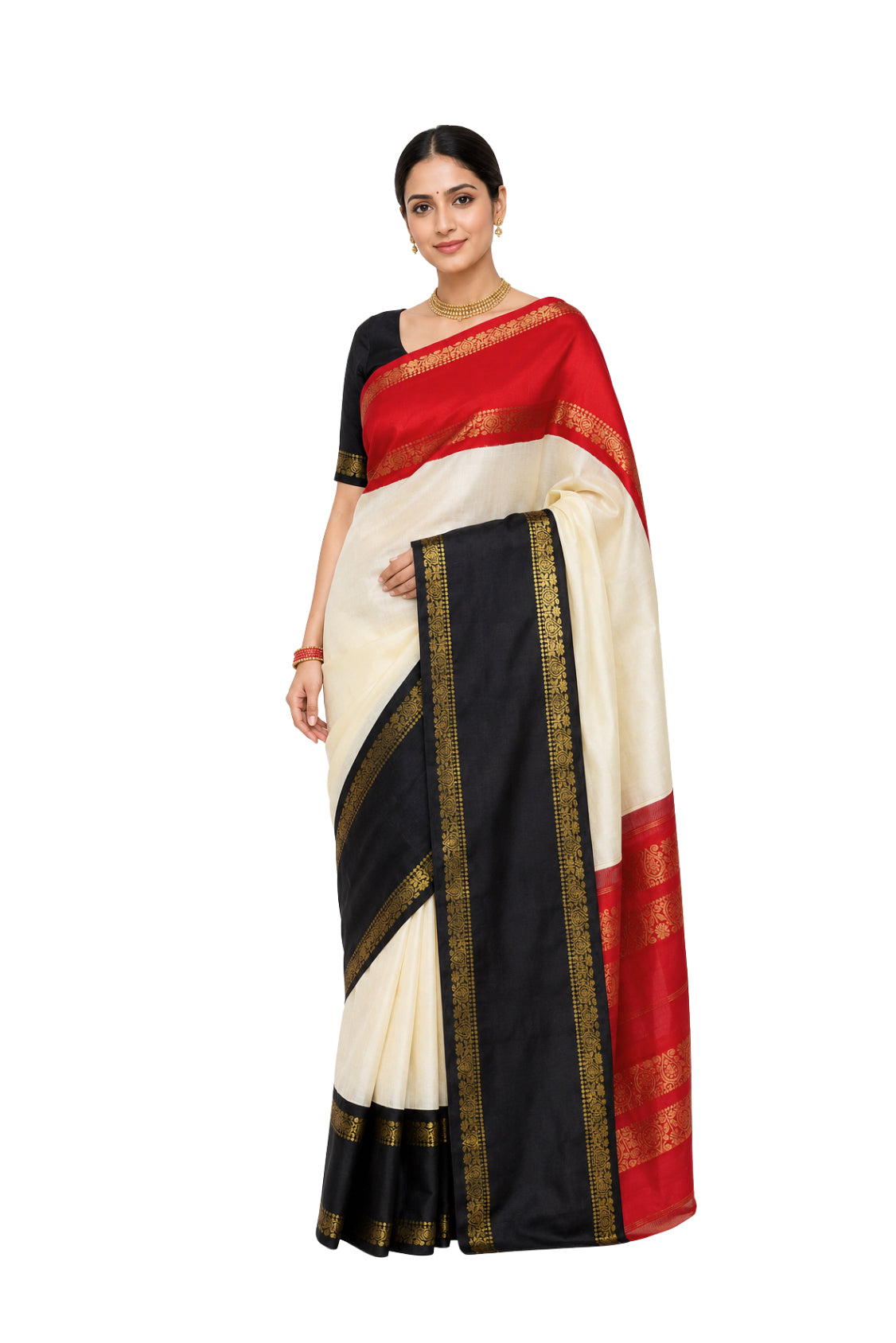 Parvai Kanchipuram Korvai Silk Sari
