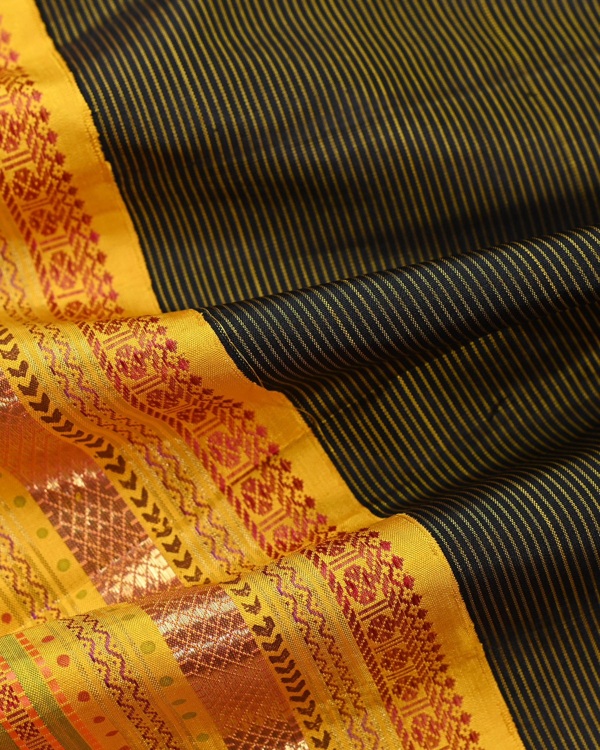 Parvai Block Printed Kancheepuram Silk Sari