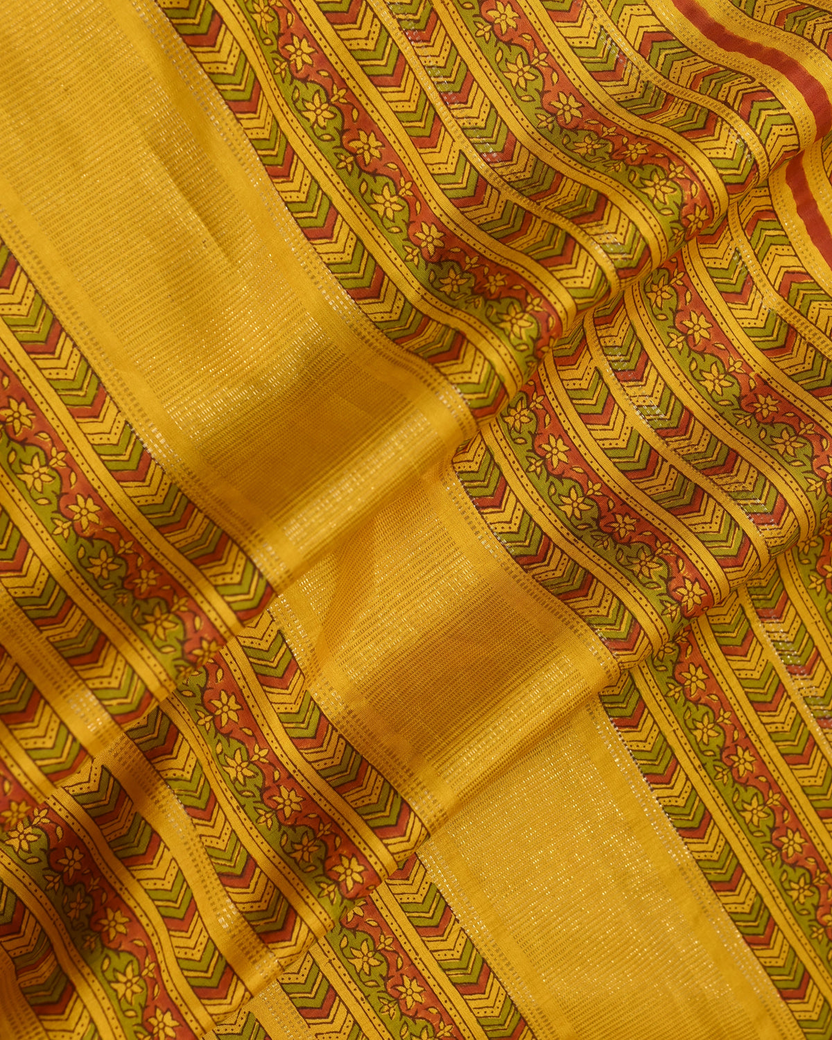 Parvai Block Printed Kancheepuram Silk Sari