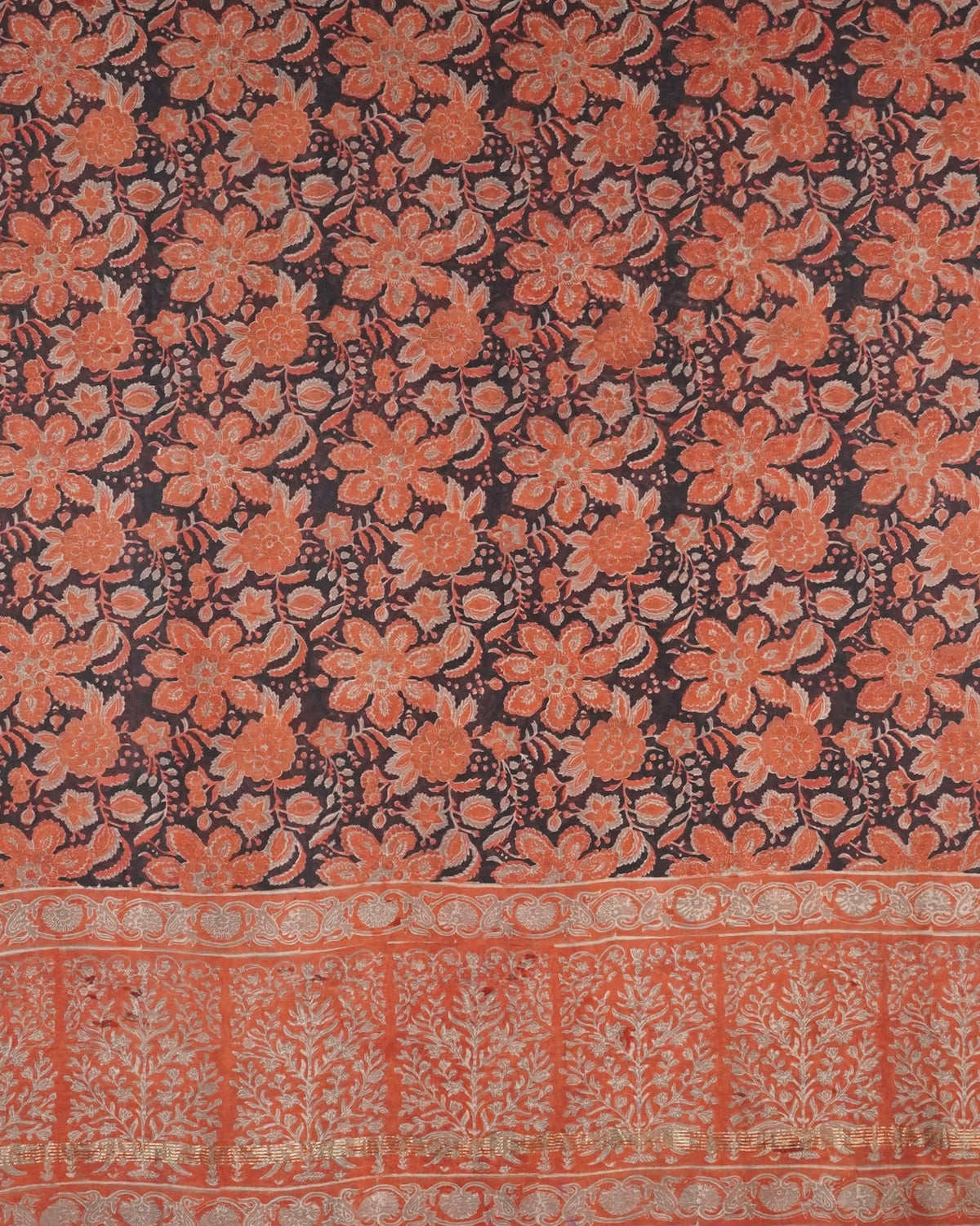 Parvai Classic Bagru Hand Block Printed Silk Cotton Sari