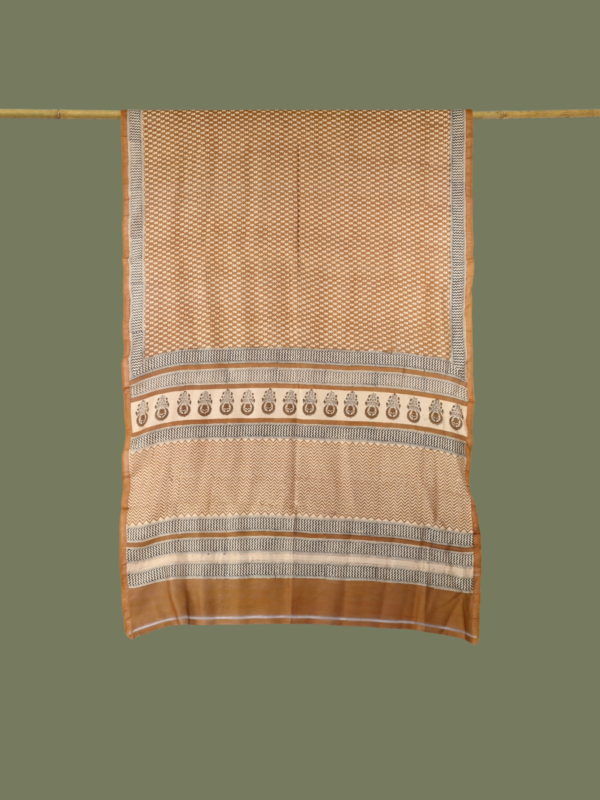 Parvai Heritage Bagru Hand Block Printed Silk Cotton Sari