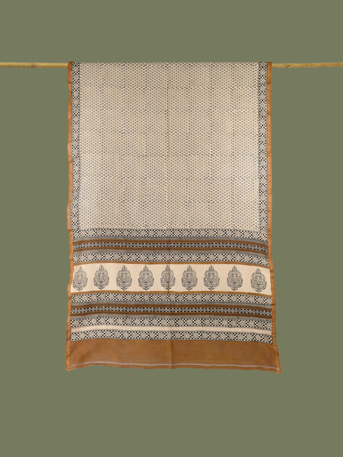 Parvai Heritage Bagru Hand Block Printed Silk Cotton Sari