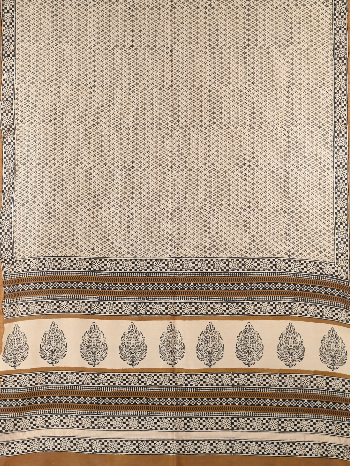 Parvai Heritage Bagru Hand Block Printed Silk Cotton Sari