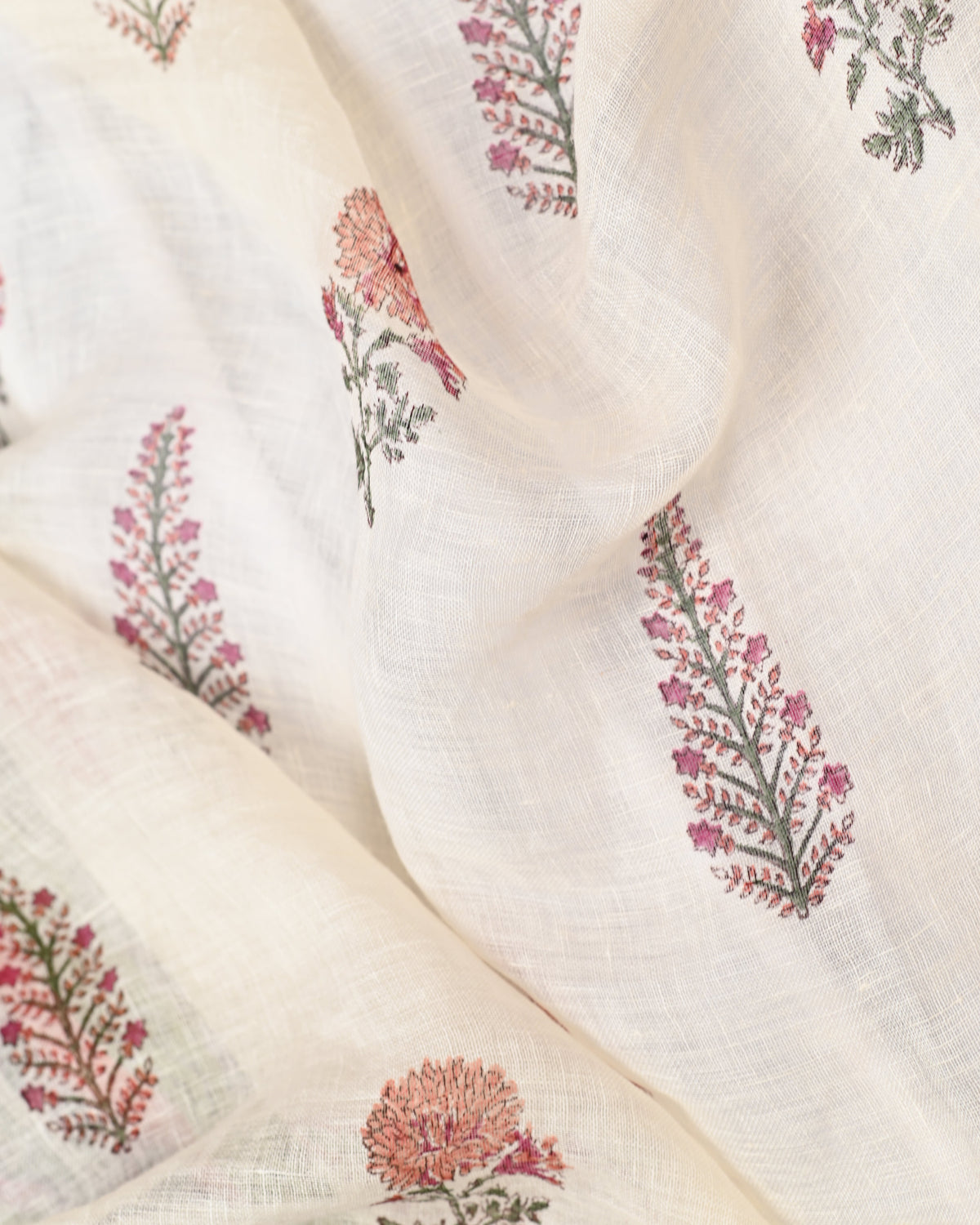 Parvai Block Printed Linen Sari - Raag
