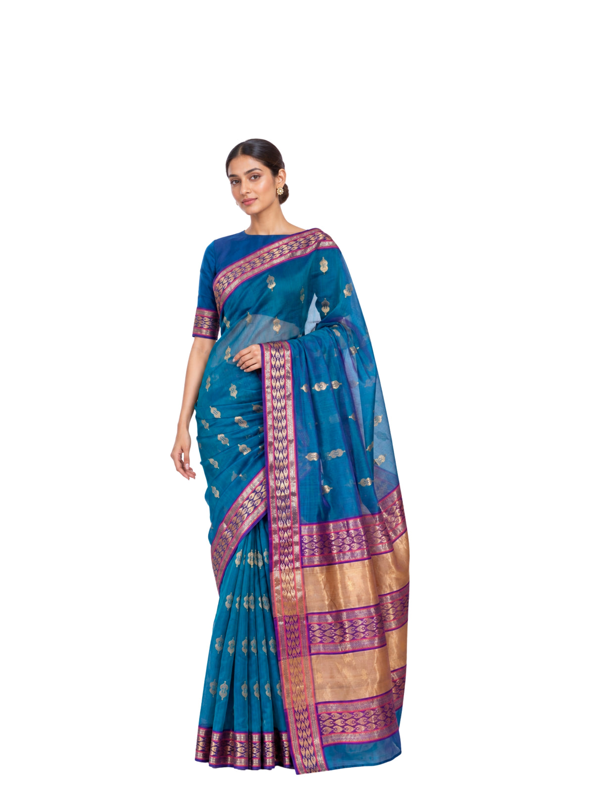 Parvai Silk Cotton Chanderi Sari