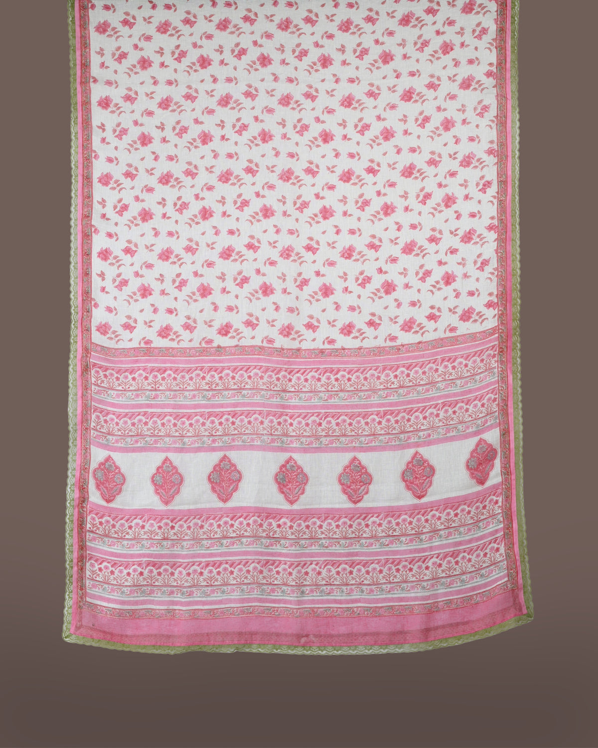 Parvai Block Printed Linen Sari - Raag