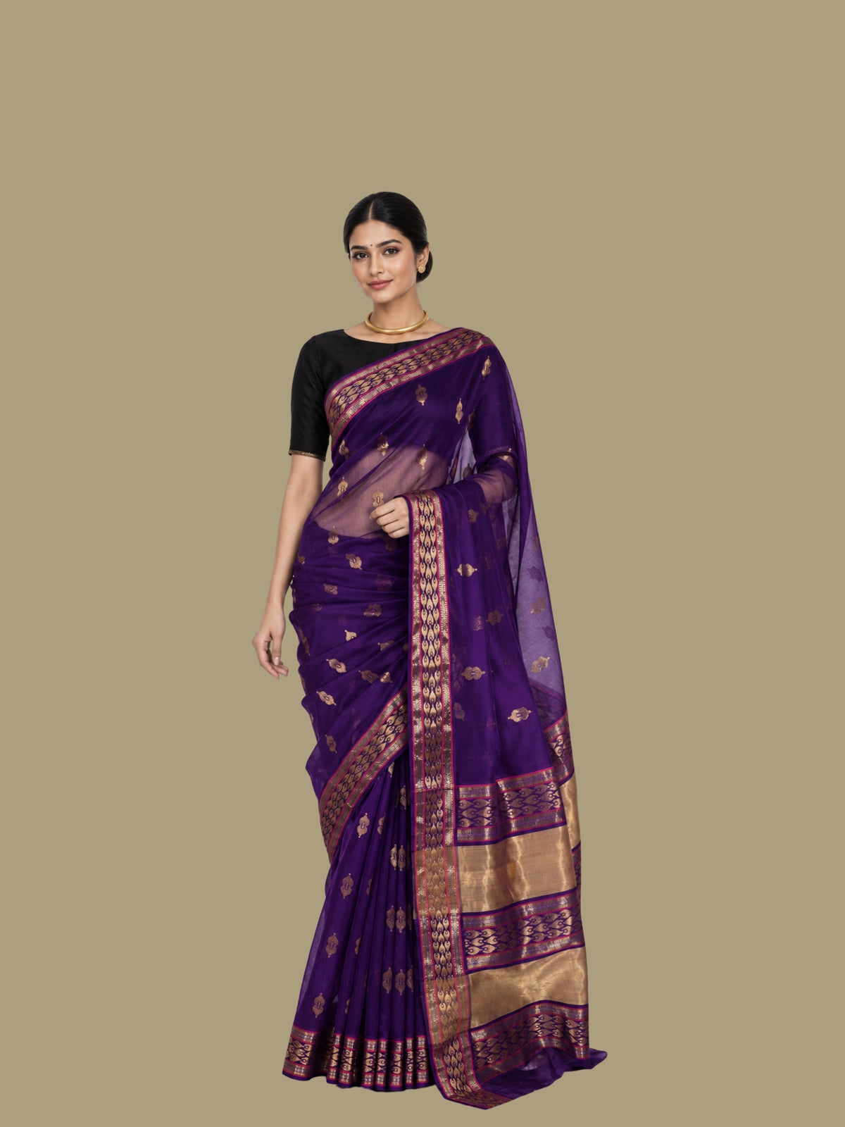 Parvai Silk Cotton Chanderi Sari