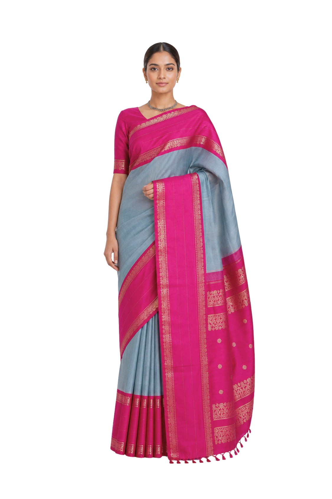 Parvai Kanchipuram Korvai Silk Sari