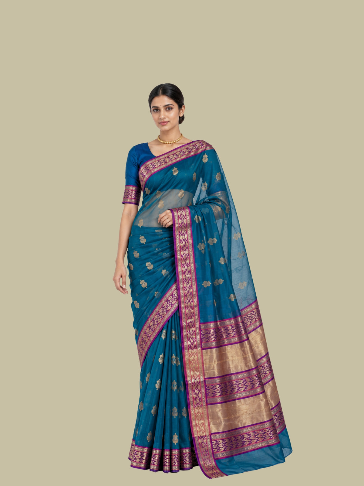 Parvai Silk Cotton Chanderi Sari