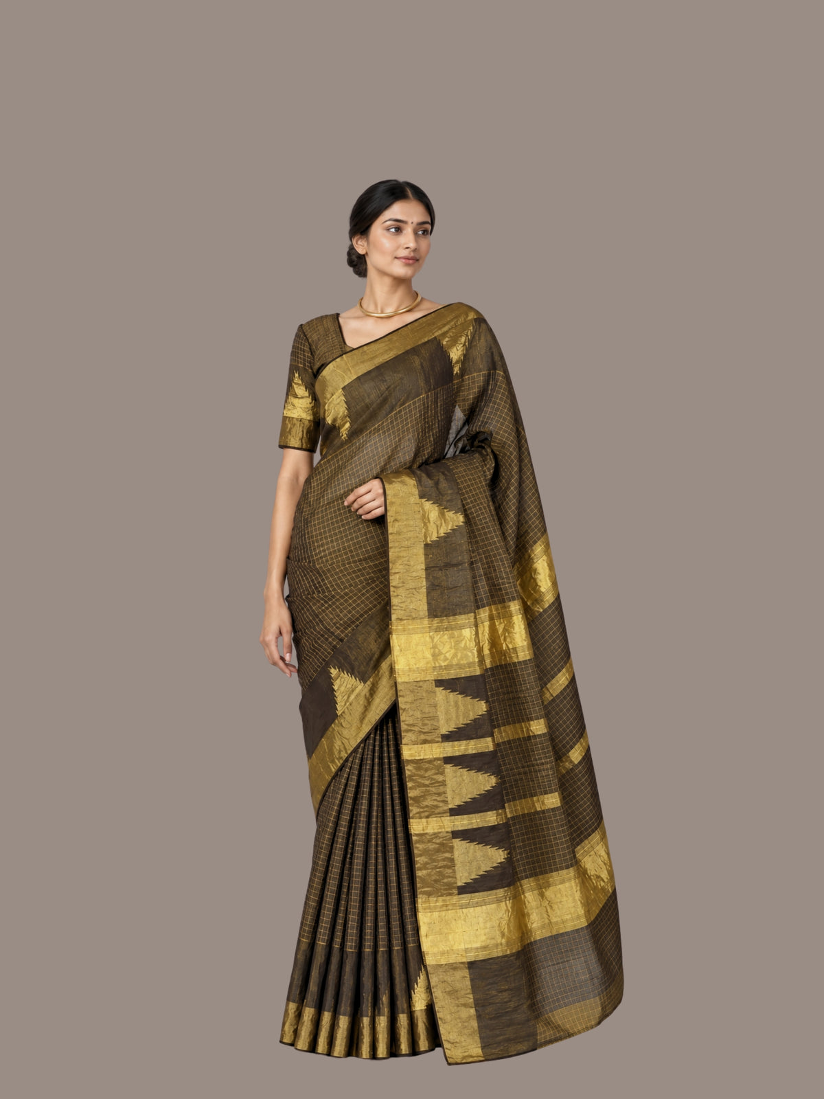 Parvai Natural Dye Cotton Tissue Sari - Kashish