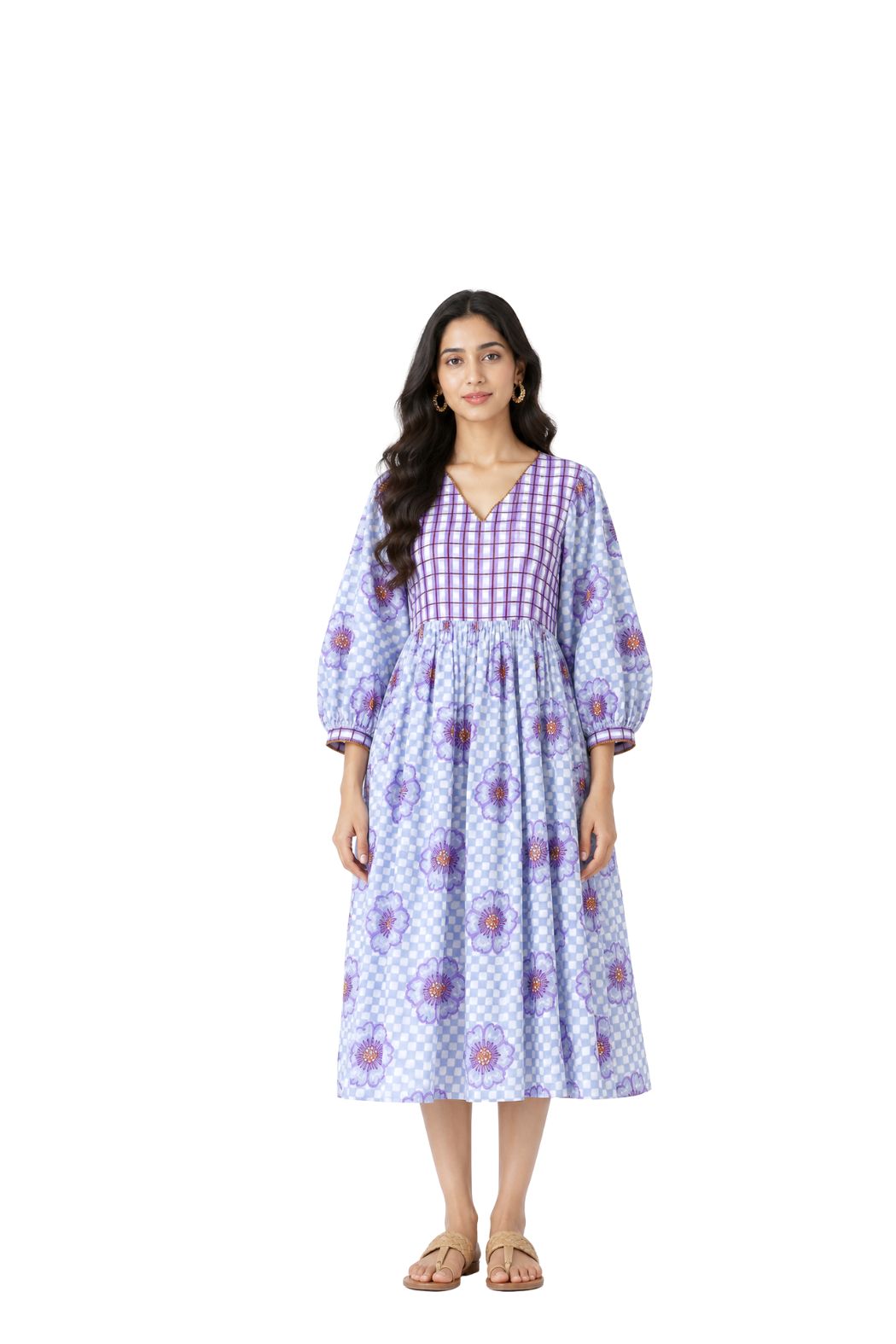 Parvai Block Printed Midi Dress