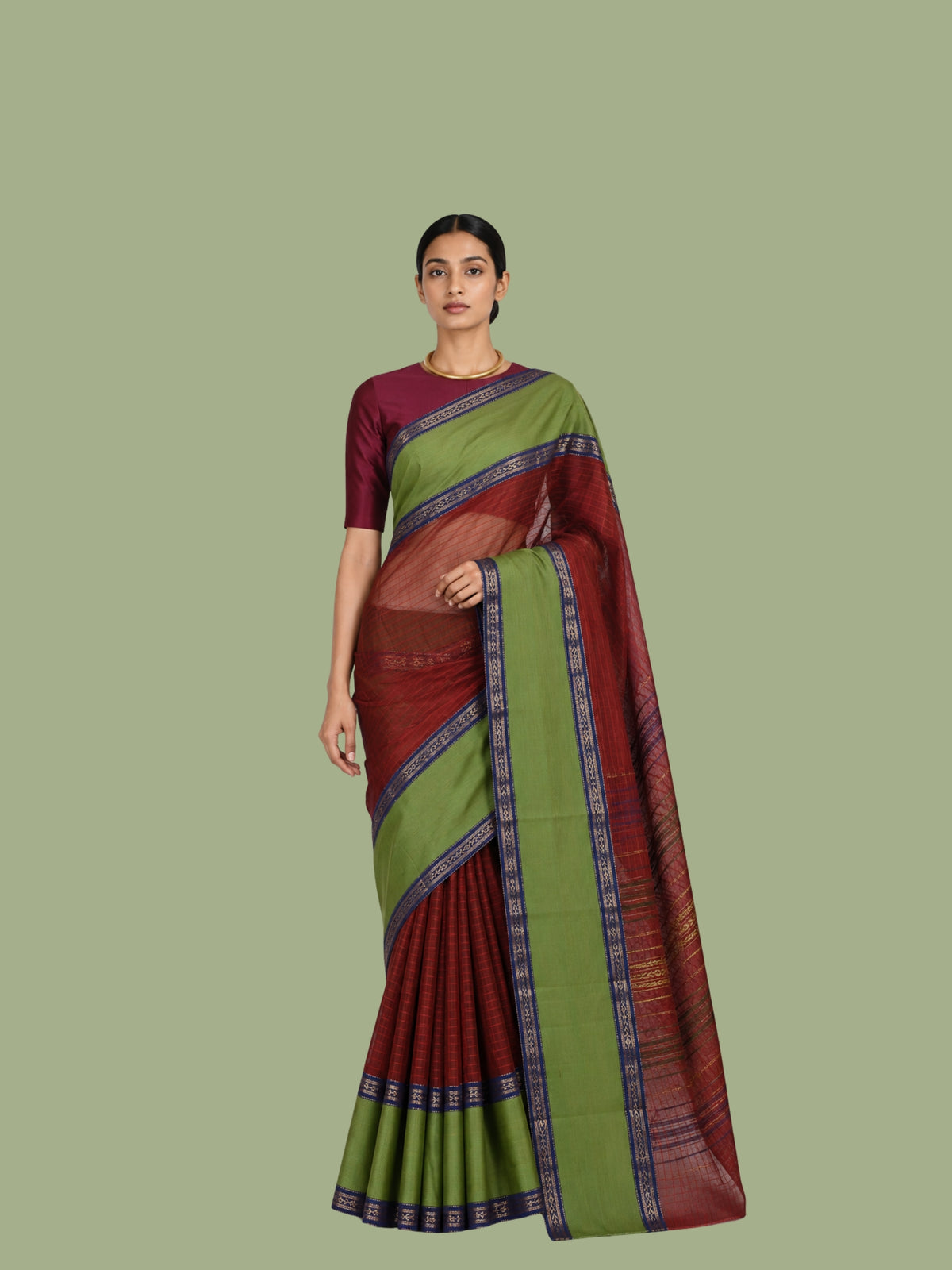 Parvai Silk Cotton Sari : Rajeshwari Cotton Borders