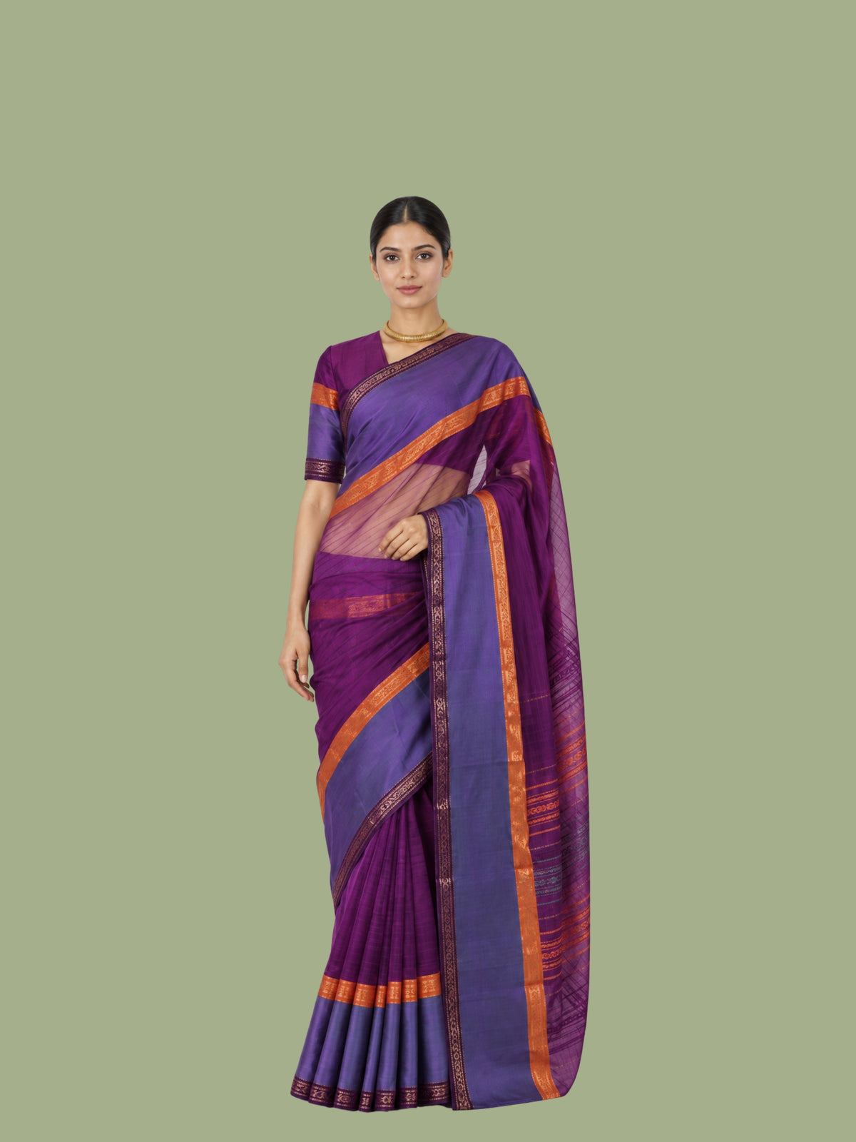 Parvai Silk Cotton Sari : Rajeshwari Silk Borders
