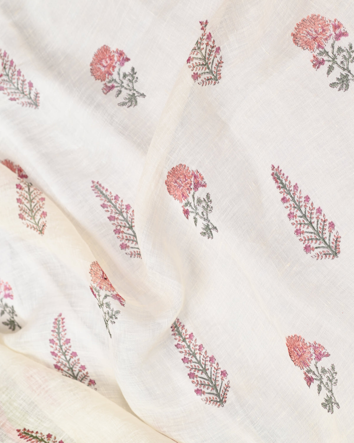 Parvai Block Printed Linen Sari - Raag