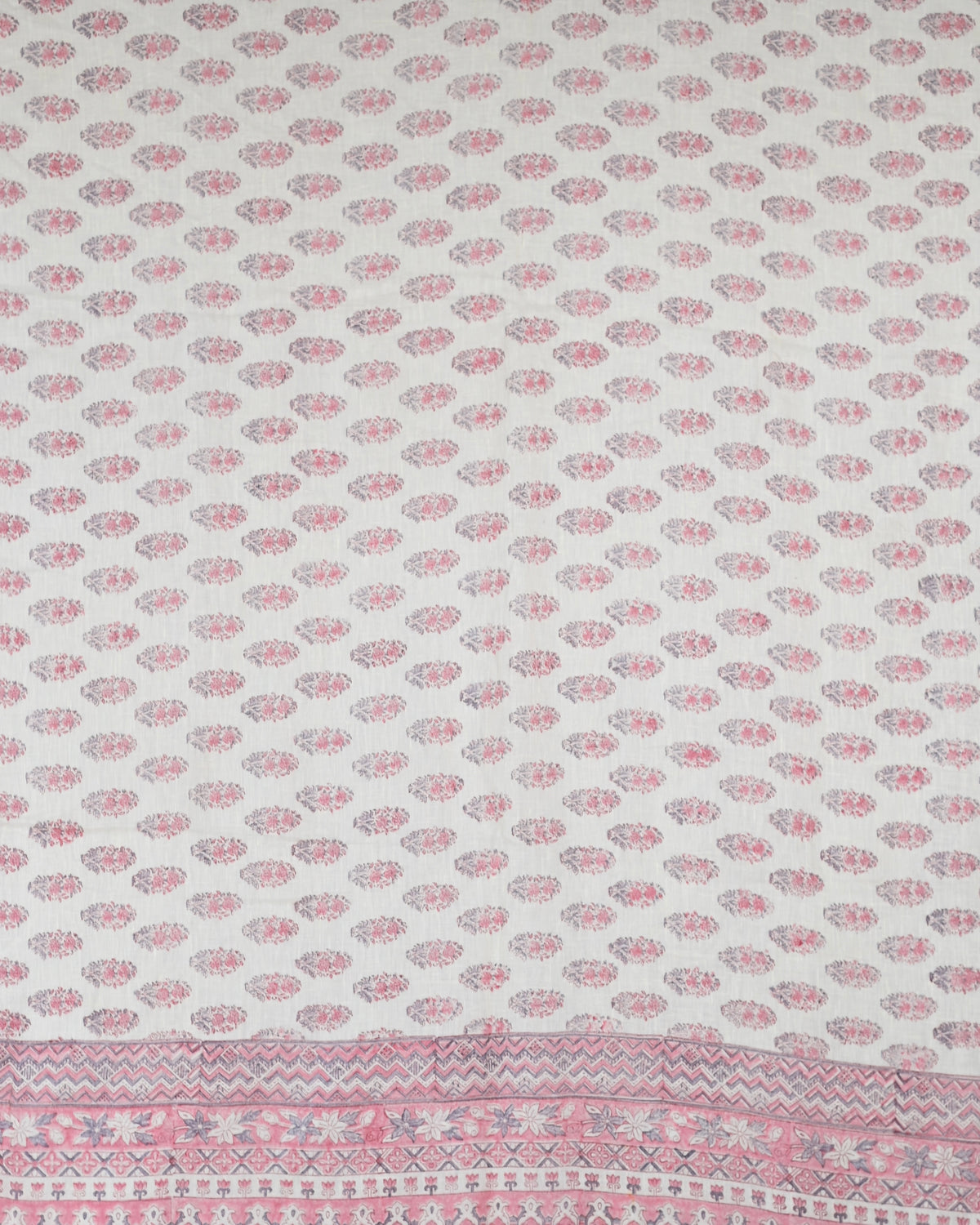Parvai Handwoven & Hand Block Printed Pure Linen Sari