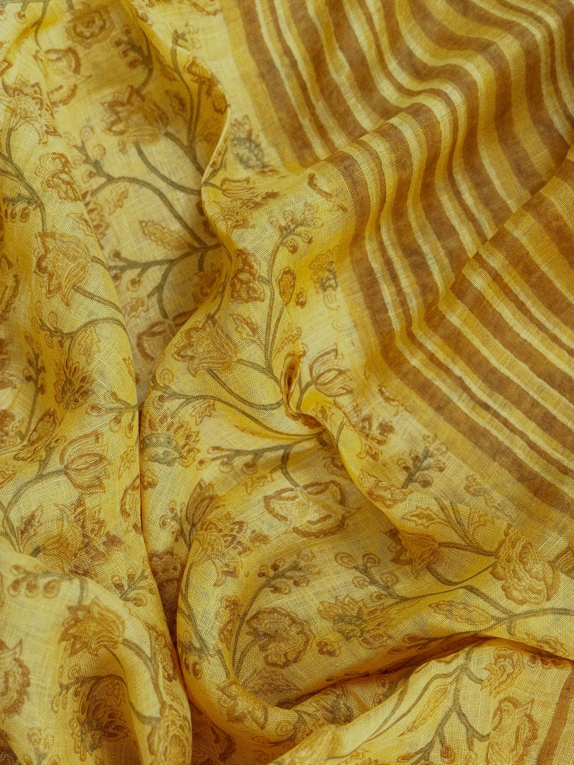 Parvai Block Printed Linen Sari - Raag