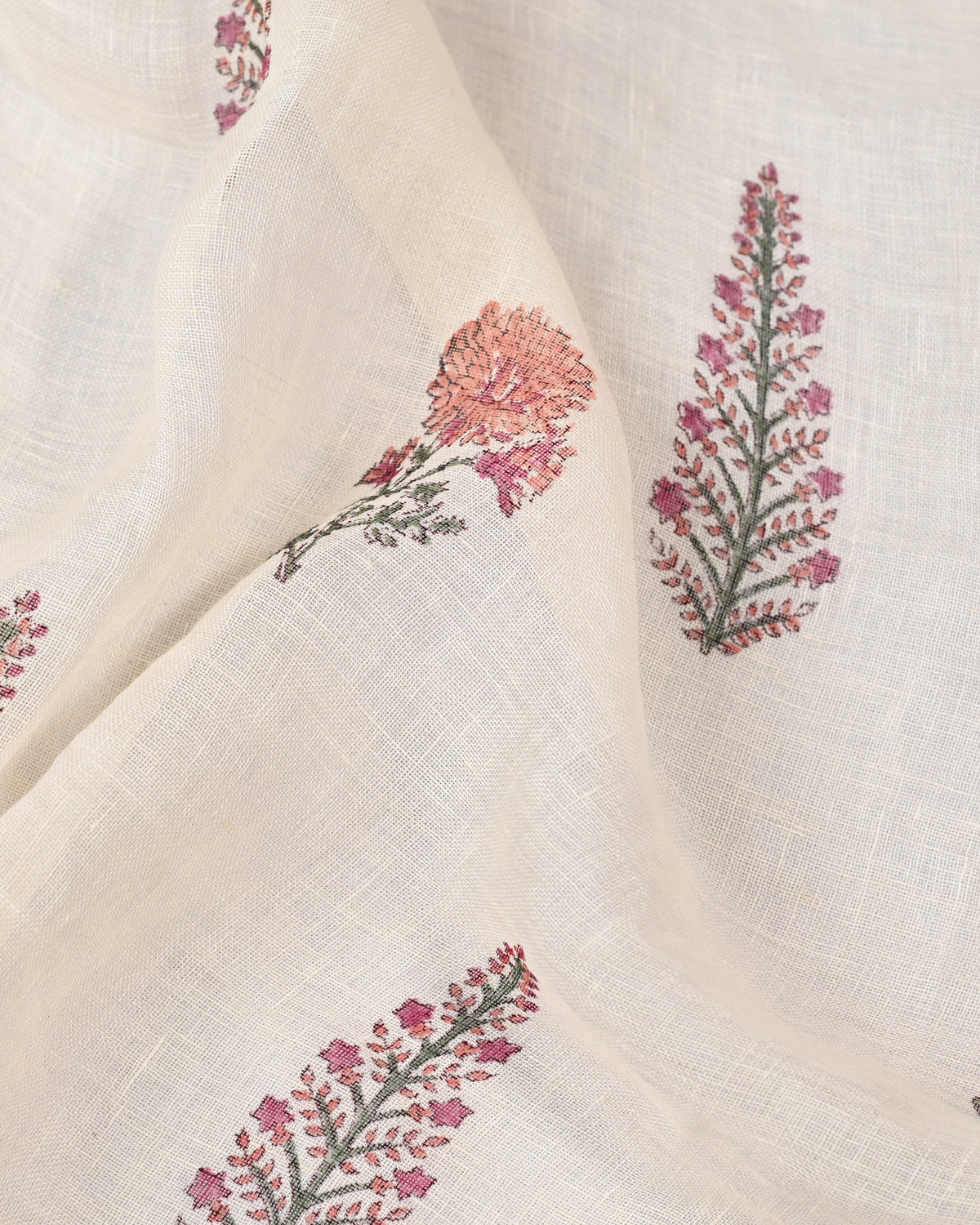 Parvai Block Printed Linen Sari - Raag
