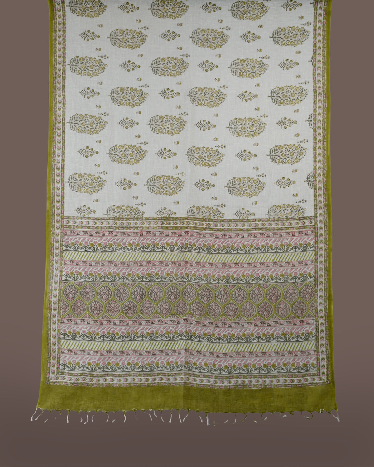 Parvai Block Printed Linen Sari - Raag