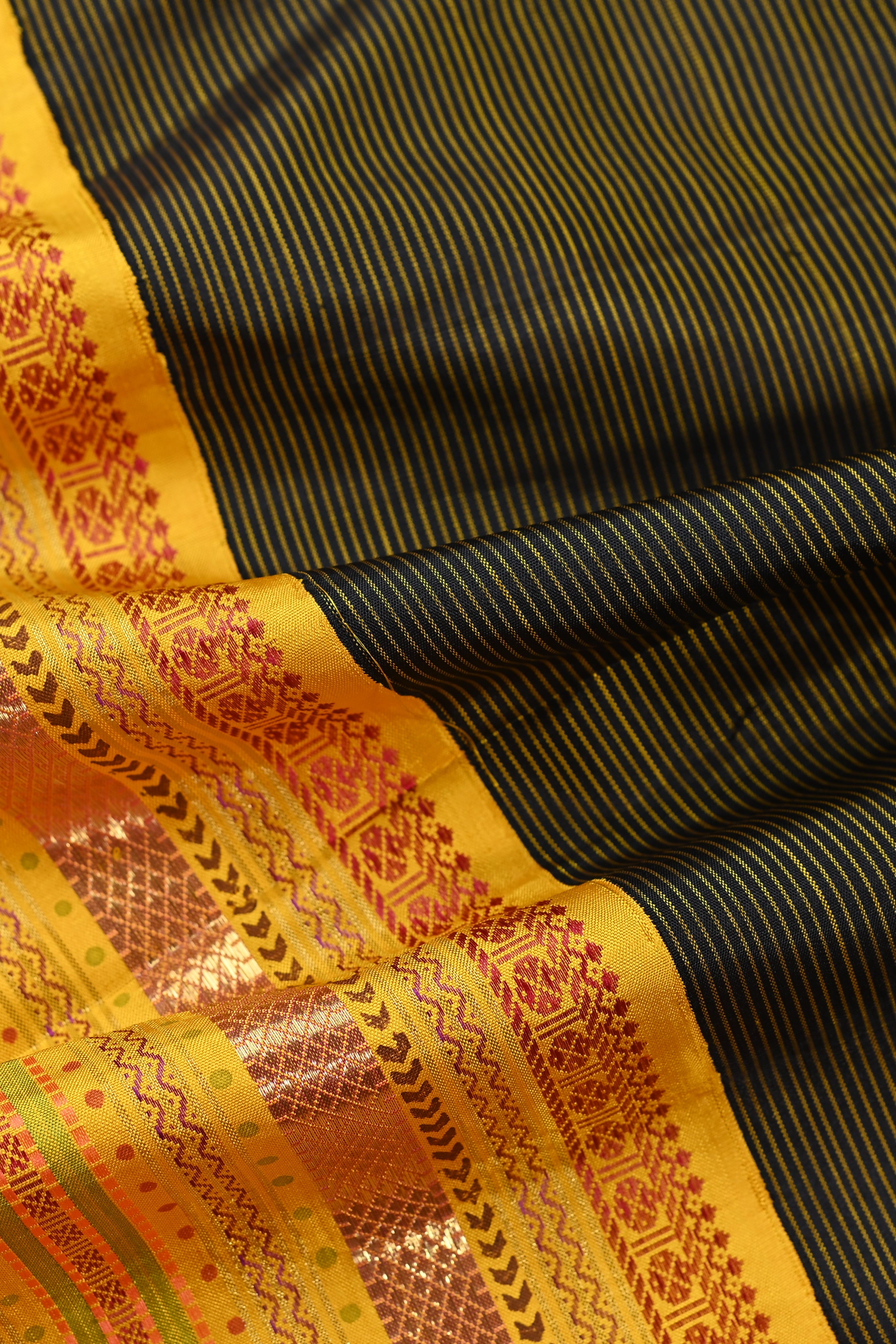 Parvai Blockprinted Kanchipuram Silk Sari