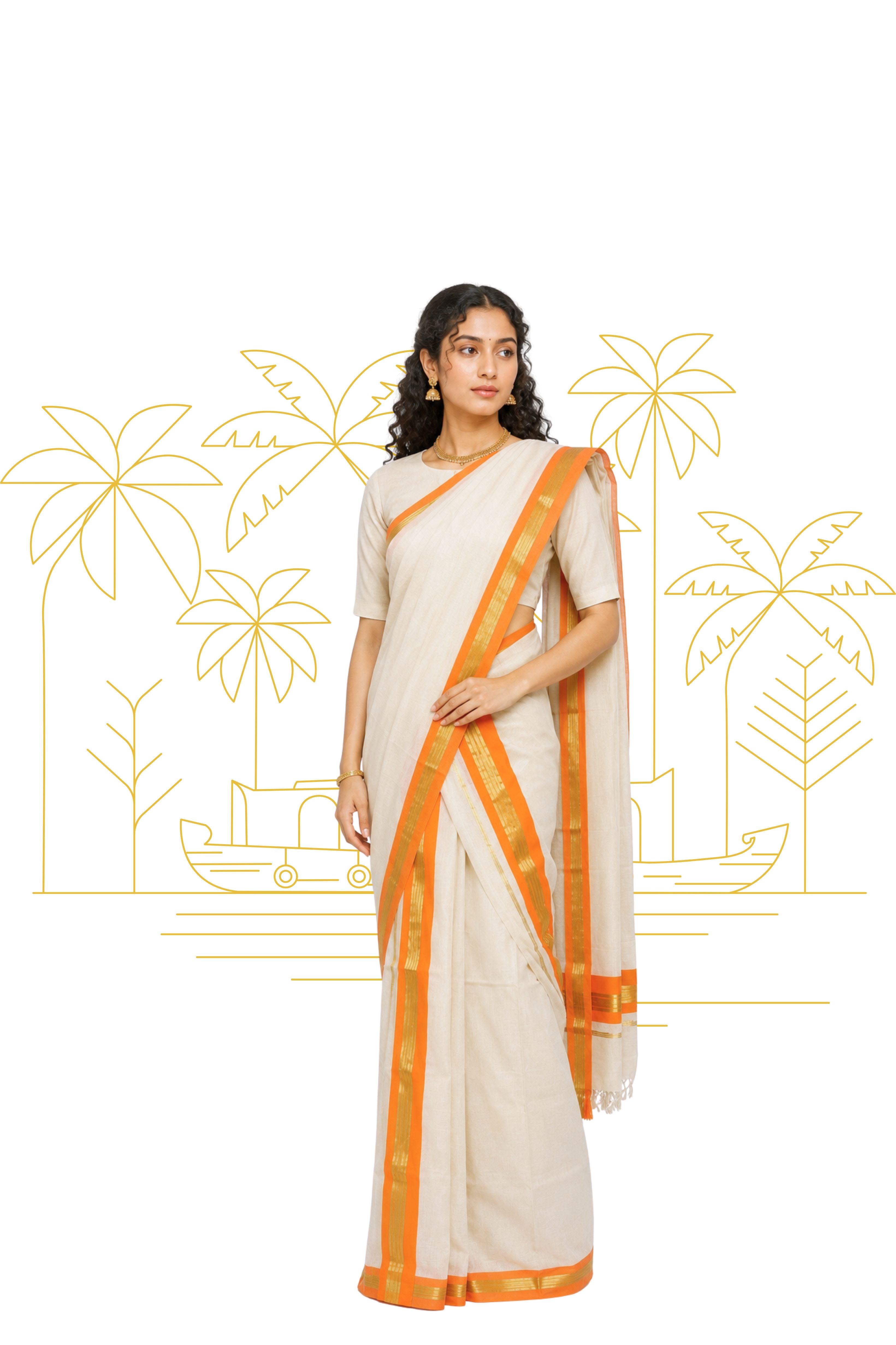 Parvai Kerala Cotton Sari : Aswathi Real zari