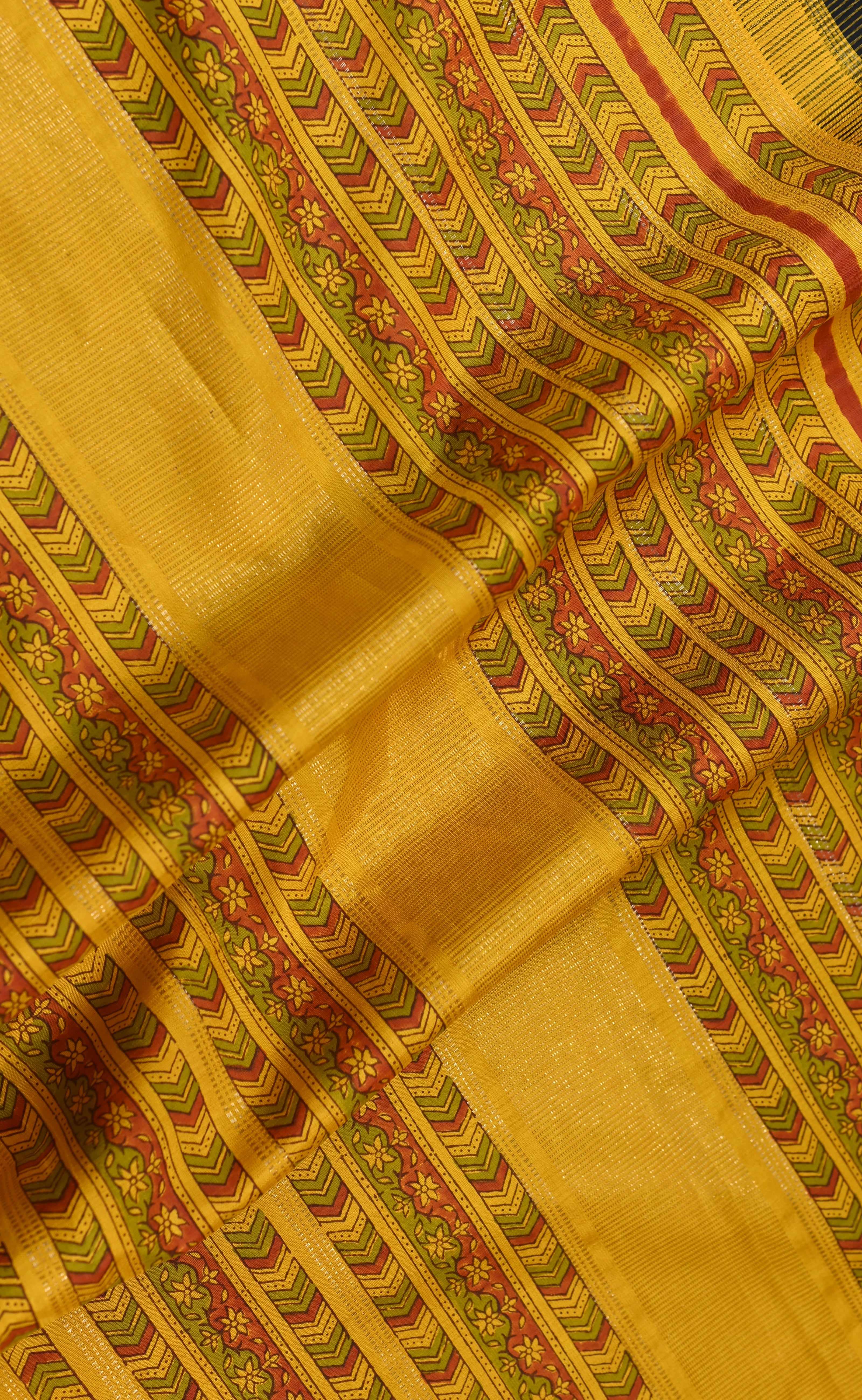 Parvai Blockprinted Kanchipuram Silk Sari