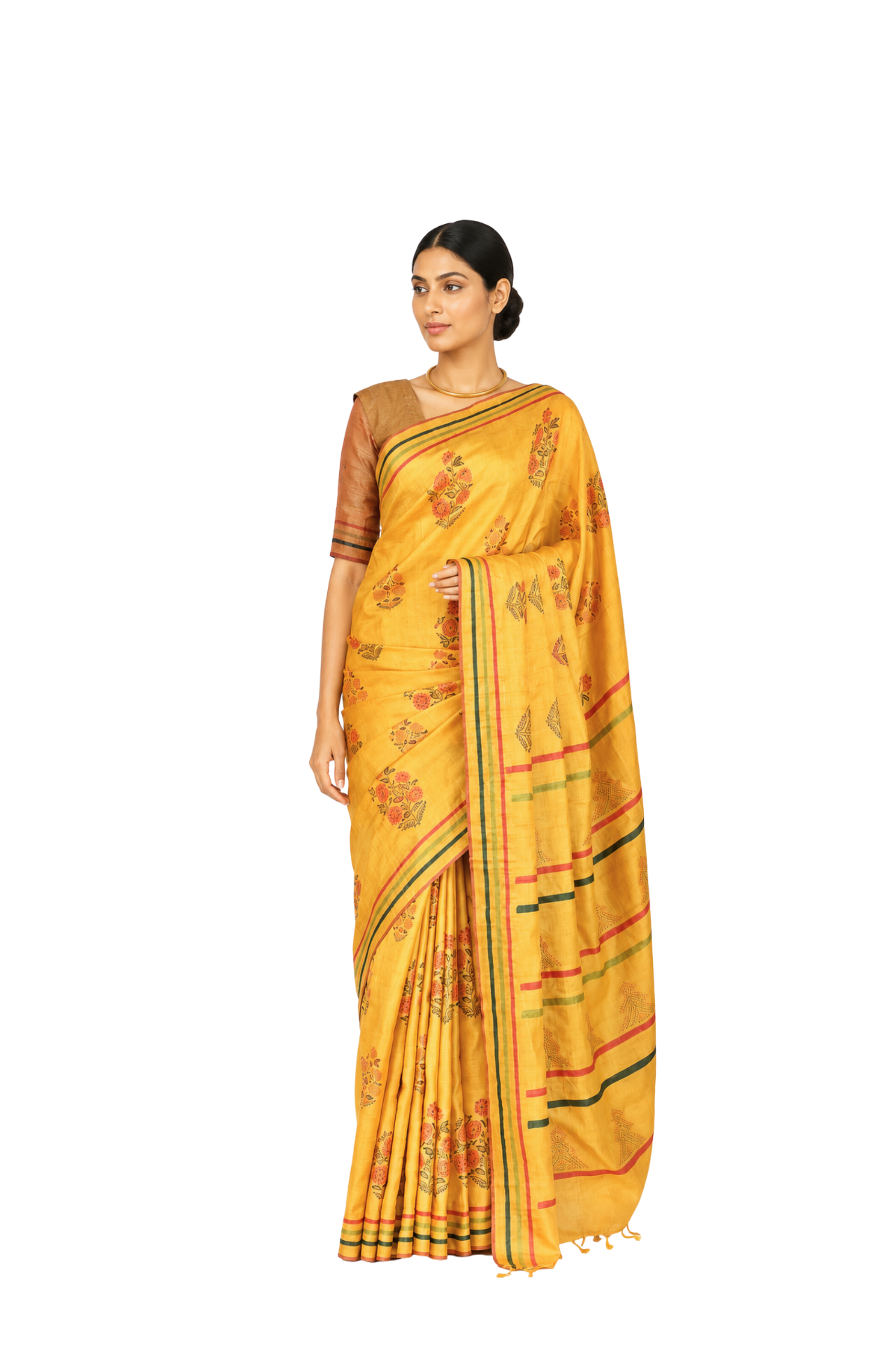 Parvai Block Printed Ahimsa Silk