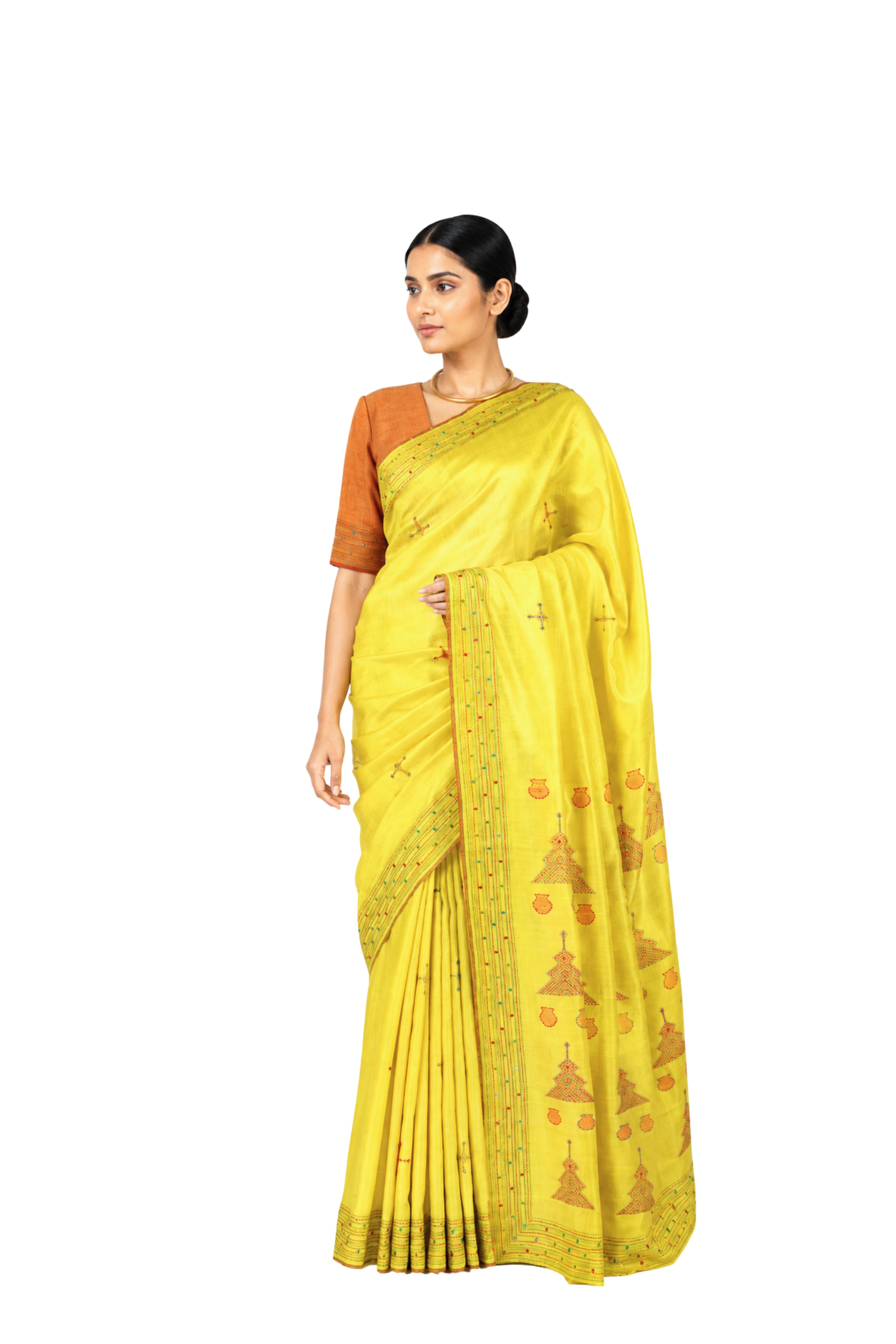 Parvai Hand Embroidered  Ahimsa Silk