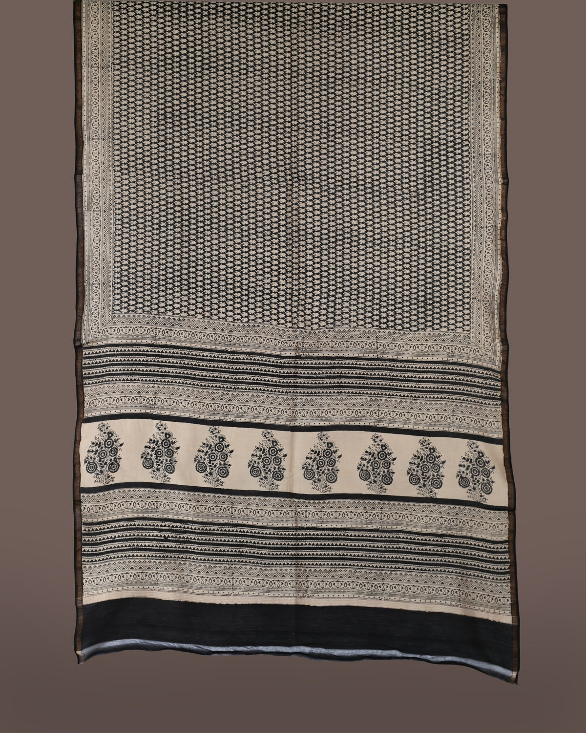 Parvai Heritage Bagru Hand Block Printed Silk Cotton Sari