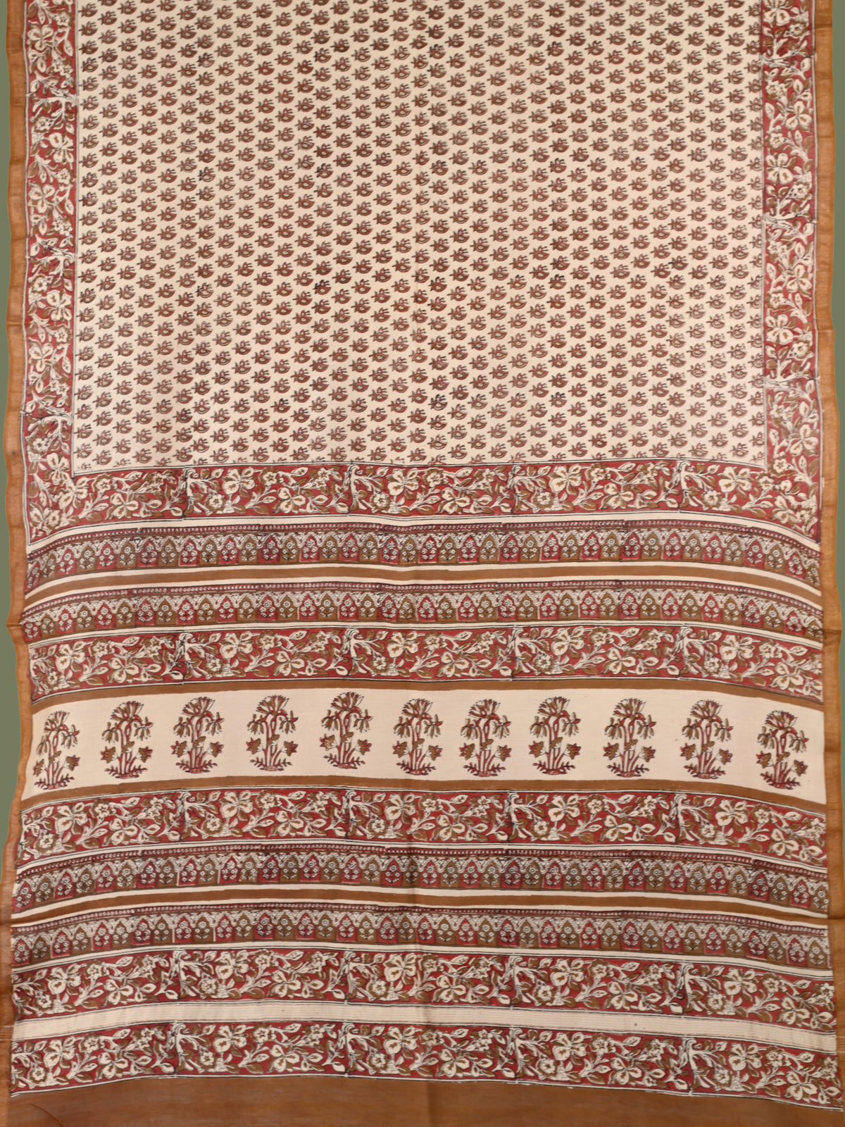 Parvai Heritage Bagru Hand Block Printed Silk Cotton Sari