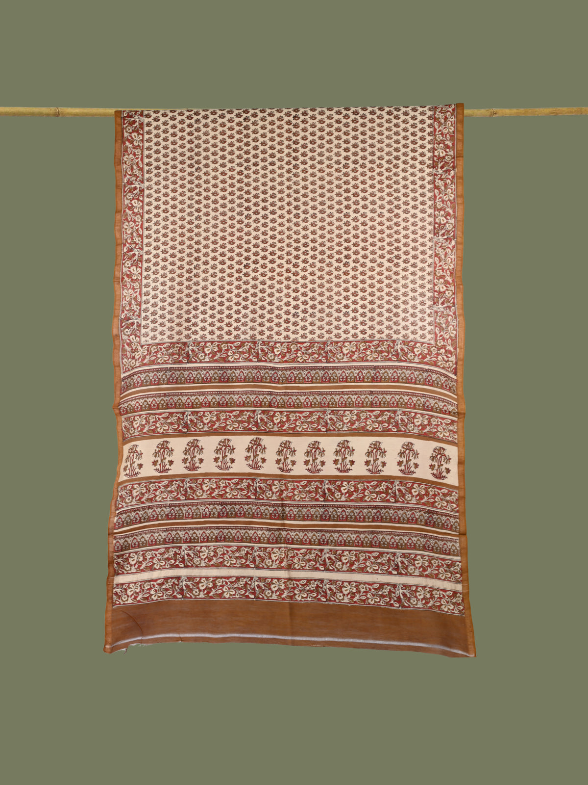 Parvai Heritage Bagru Hand Block Printed Silk Cotton Sari
