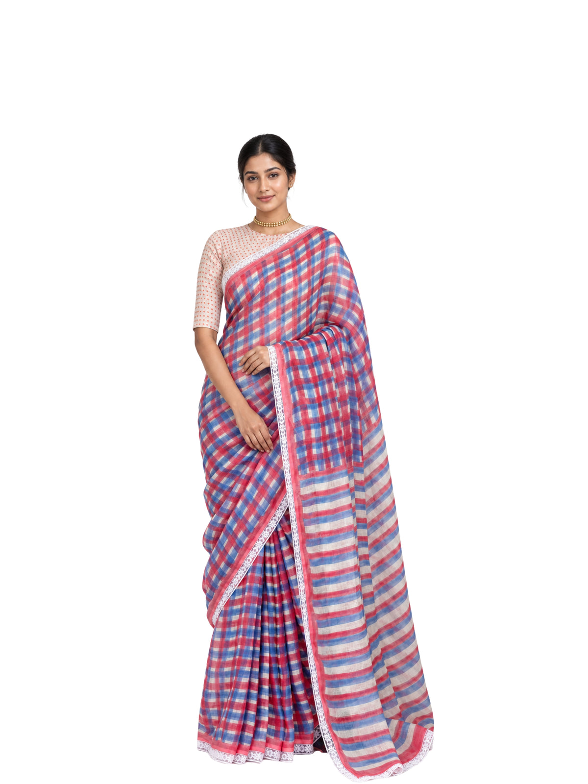 Parvai Block Printed Linen Sari - Raag