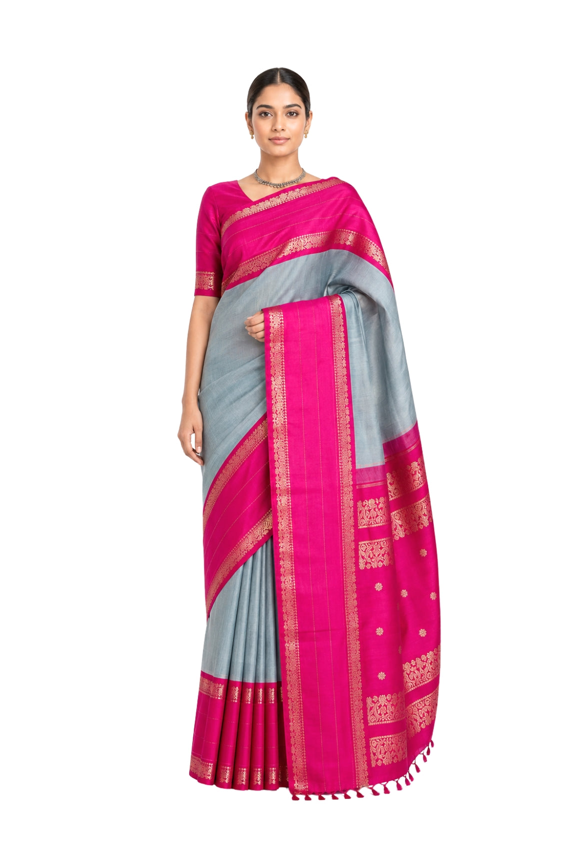 Parvai Kanchipuram Korvai Silk Sari