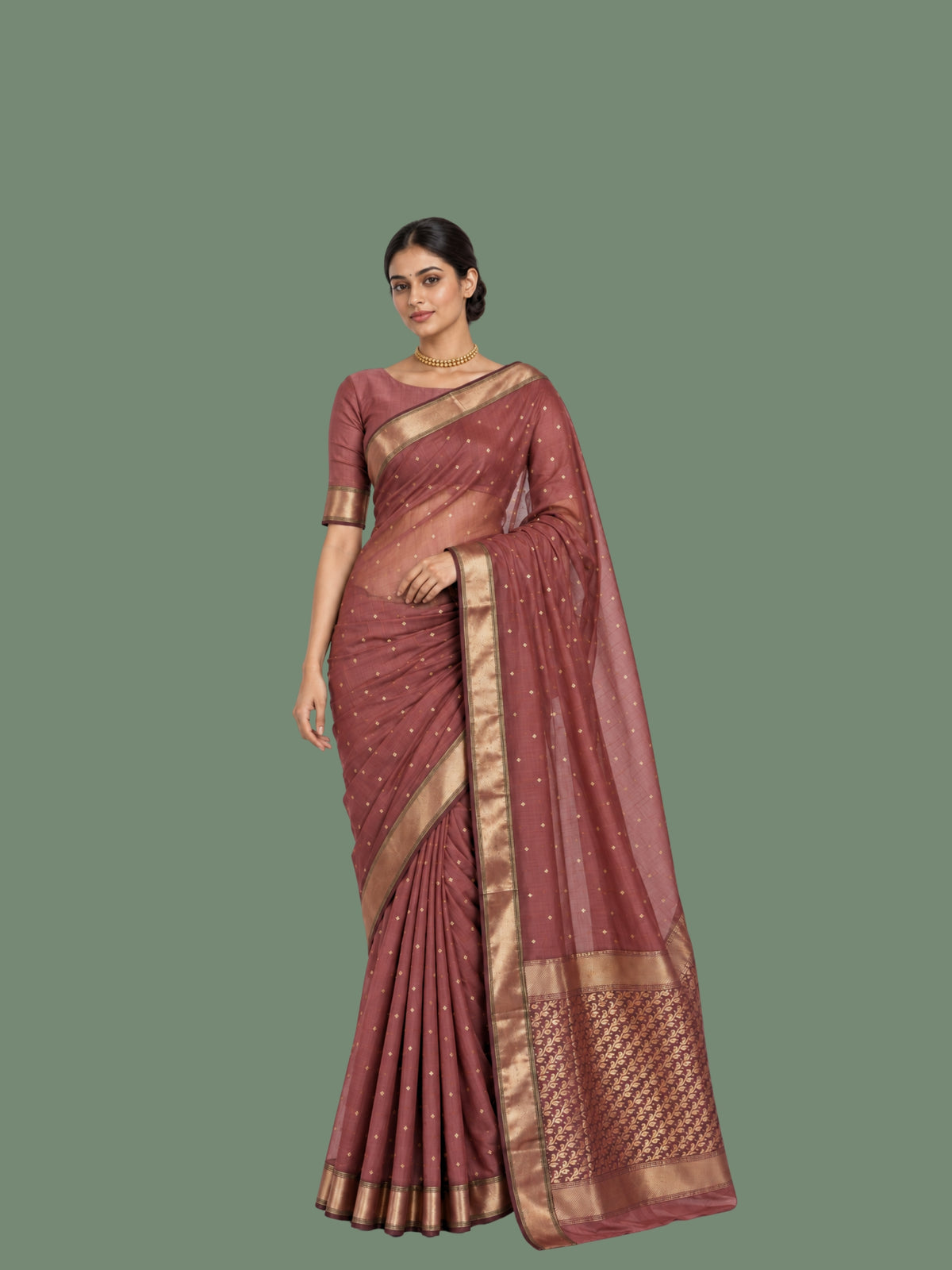 Parvai Silk Cotton Chanderi Sari : Sidra
