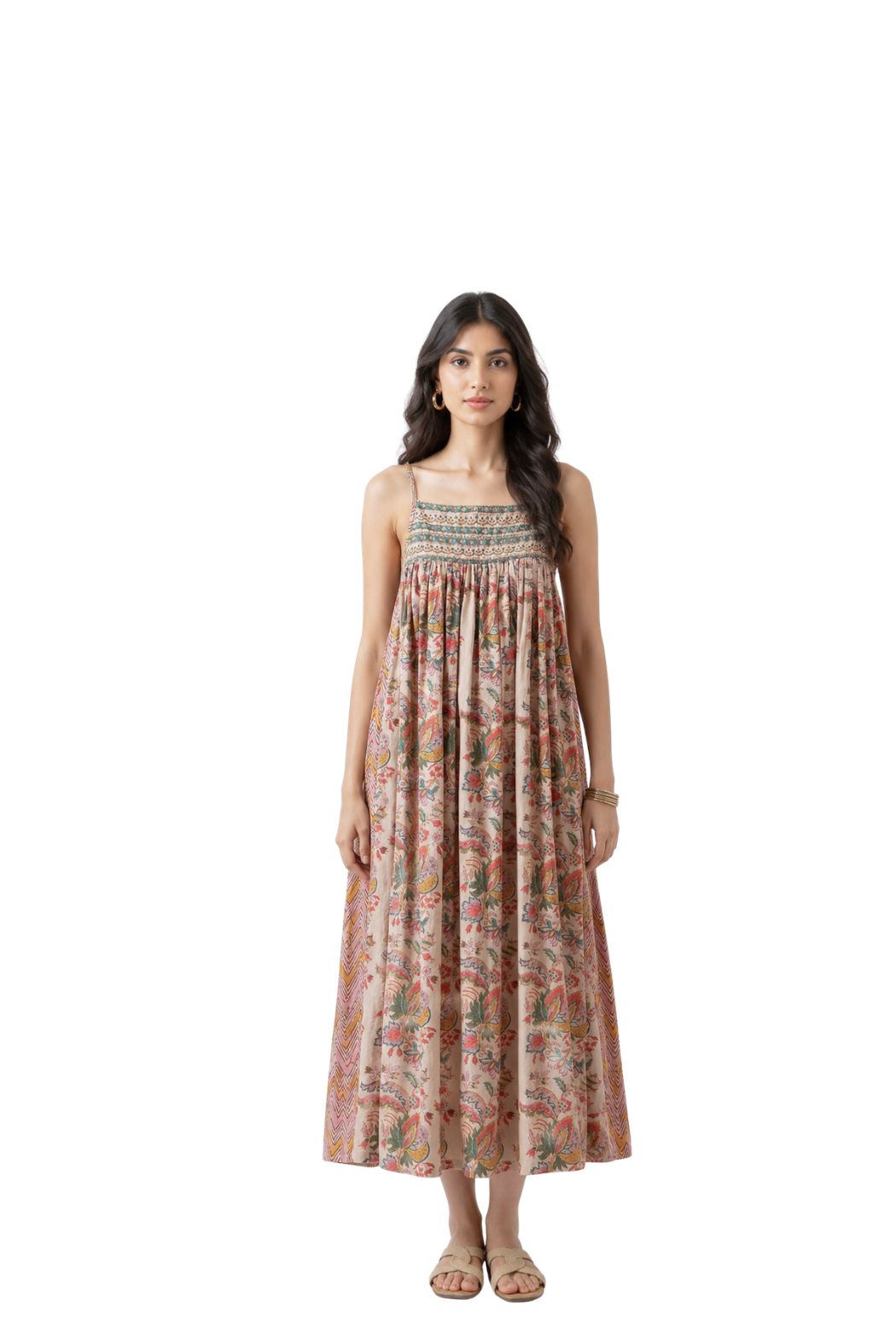 Parvai Block Printed Strap Dress
