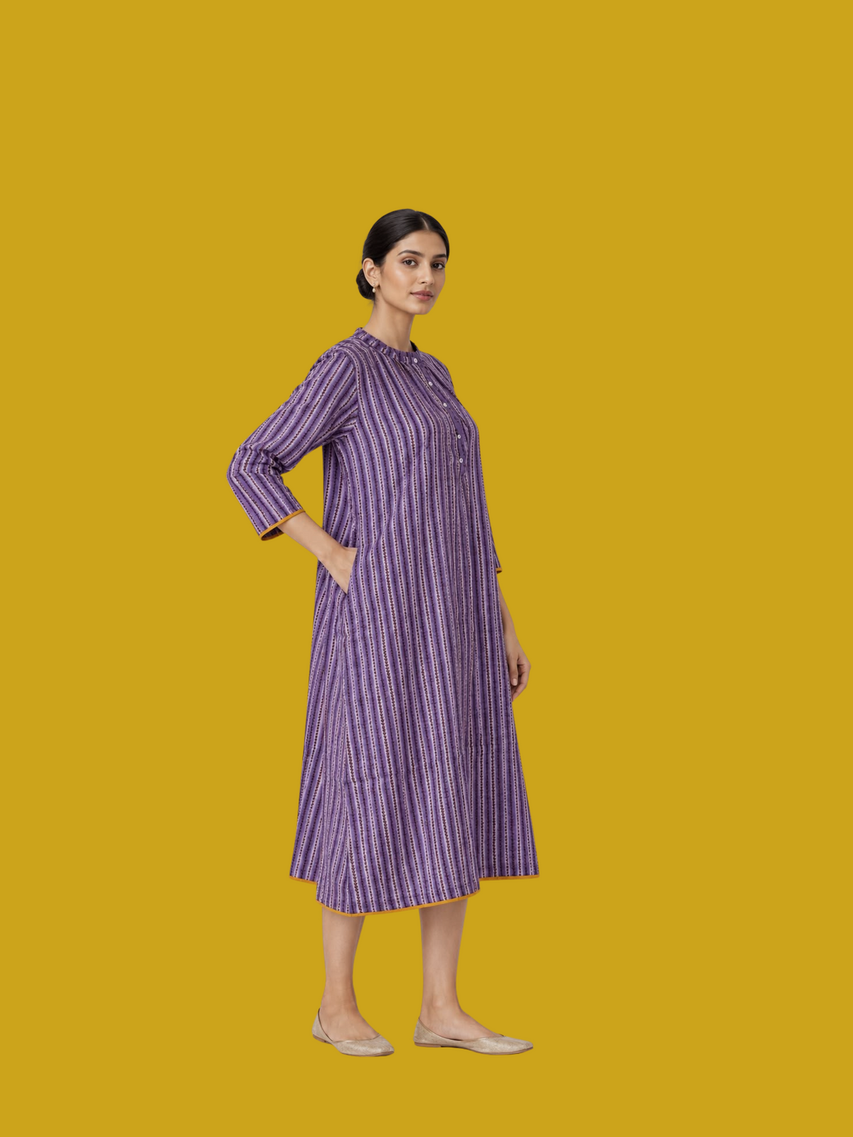 Parvai Block Printed Ruffle Dress : Bee & Bloom