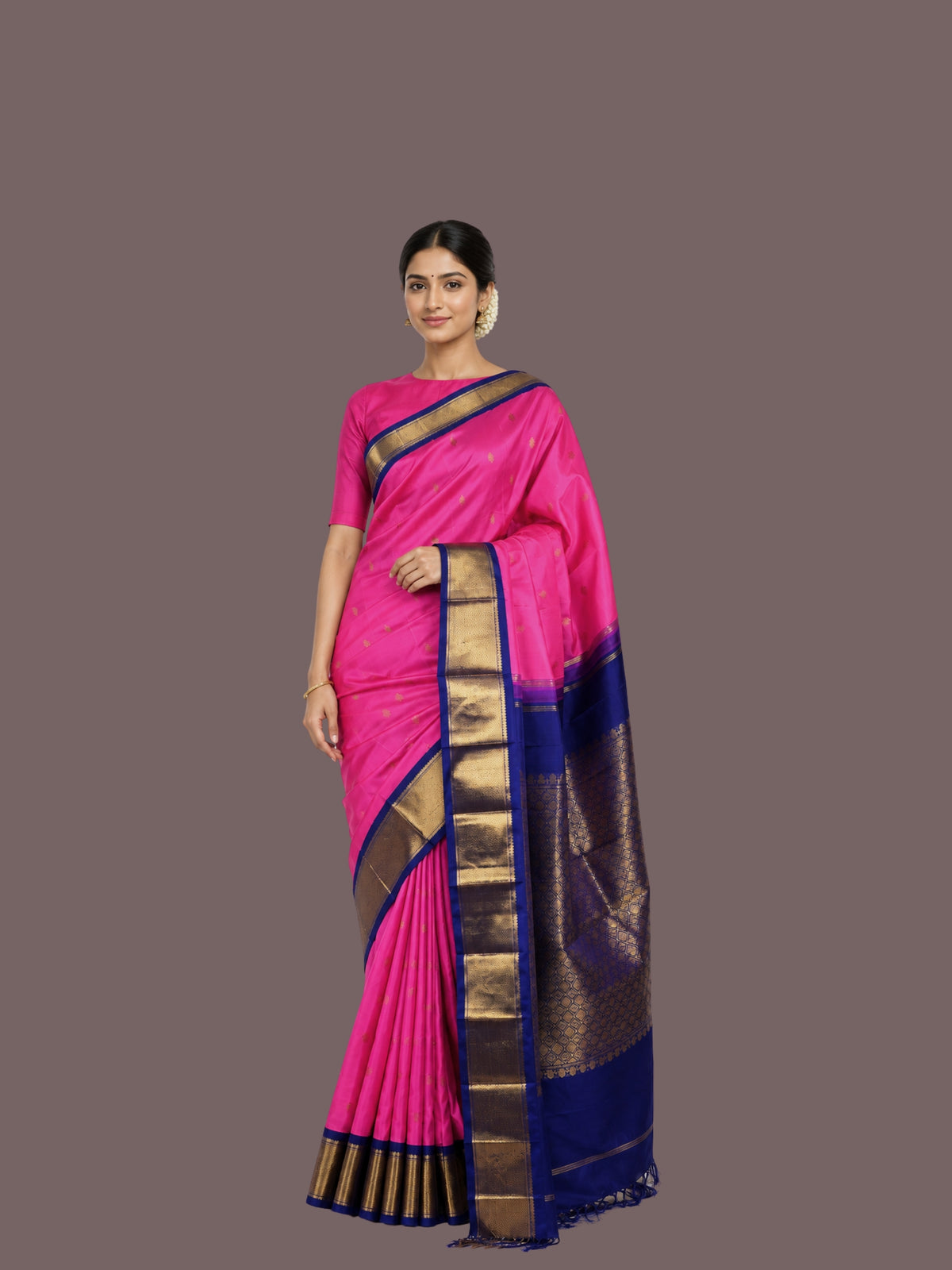 Parvai Real Zari Korvai Silk Sari